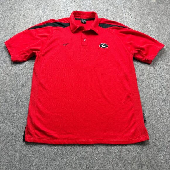 Georgia Bulldogs Nike Polo Shirt Men M Red Colorblock Performance Team Issue - Picture 2 of 16